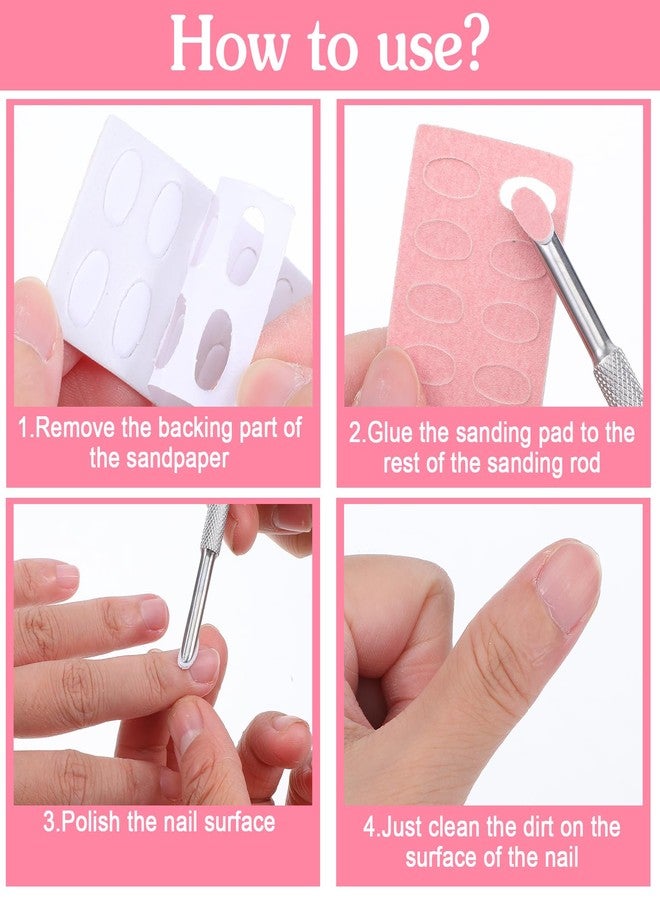 DOPENSPI 3PCS Dual Ended Cuticle Pusher, Pre-treatment Cuticle Remover with 5 Sheets Sandpaper 180 Grit Sanding Pads Pre Polishing Manicure Treatment Tool for Nail Art Dead Skin Remover Salon Home Use - Image 4